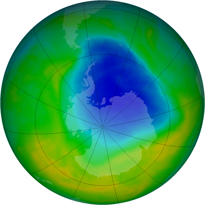 Antarctic ozone map for 20 November 2014